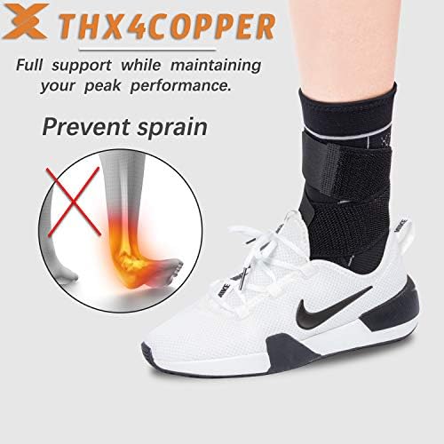Thx4COPPER Ankle Brace Compression Support Sleeve with Strap-Relieves Achilles Tendonitis, Joint Pain, Heel Spurs, Edema, Plantar Fasciitis Foot Sock with Arch Support Eases Swelling, Injury Recovery