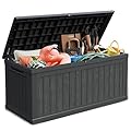 Cyranture 260 Gallon Double-Wall Resin Deck Box - Lockable Waterproof Outdoor Storage Box, 1000lbs Capacity & Doubles as Seating for Patio Furniture - Garden Tools, Pool Accessories (Black)