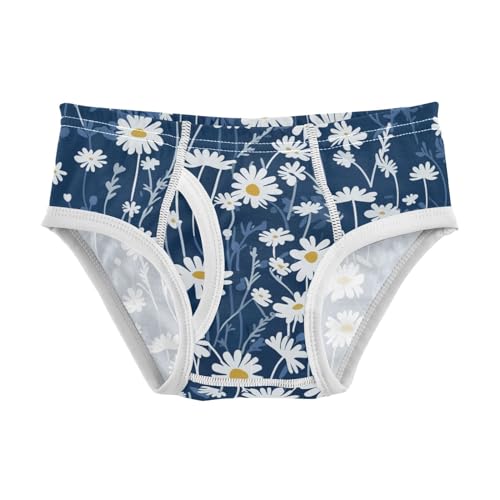 KLL Calcinha infantil azul jeans margarida floral para meninos pequenos de algodão com cintura confo