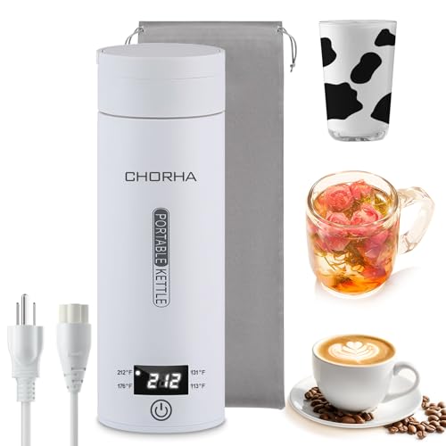 Image of Electric Kettle Small Travel Kettle Tea Coffee Portable Kettle, 400ML with 4 Variable Presets, Electric Kettle Small 304 Stainless Steel with Auto Shut-Off & Boil Dry Protection (White)