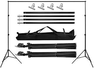 Xpork Backdrop Stand Kit 2x2m(6.5 x 6.5ft) Adjustable Backdrop Support Stand with Carrying Bag Professional Background Stand Background Support System Kit with 4 Clamps for Studio Photography