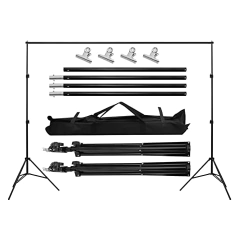 Xpork Backdrop Stand Kit 2x2m(6.5 x 6.5ft) Adjustable Backdrop Support Stand with Carrying Bag Professional Background Stand Background Support System Kit with 4 Clamps for Studio Photography Cover