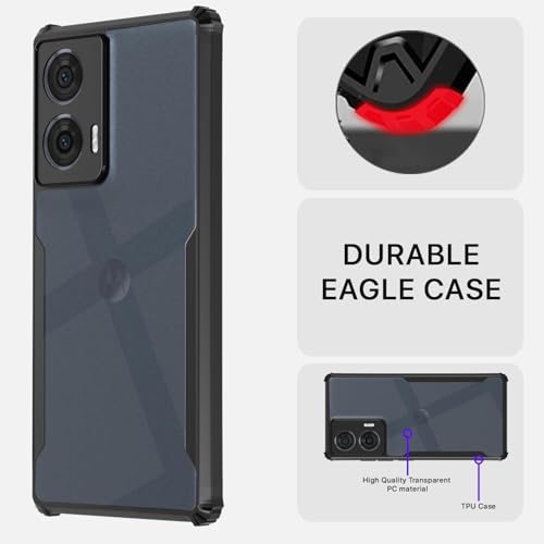 Image of Pikkme Ultra Hybrid Back Cover for Motorola Moto Edge 50 Fusion 5G / Motorola Moto G96 5G | Raised Edges |Crystal Clear Transparent | Full Camera Protection Bumper Case (Black)