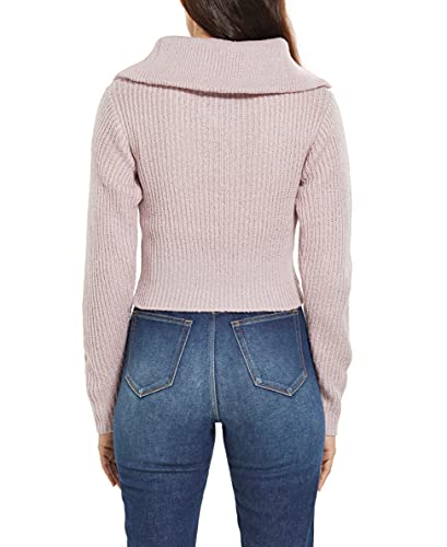Bcbgeneration Women's Half Zip Sweater With Hood, English Rose, Small #TOP2