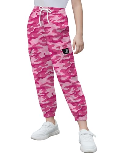 Image of Cromoncent Girls & Womens Camo Print Cargo Pants Outdoor Lightweight Jogger Baggy Pants, 6 Years - XX-Large