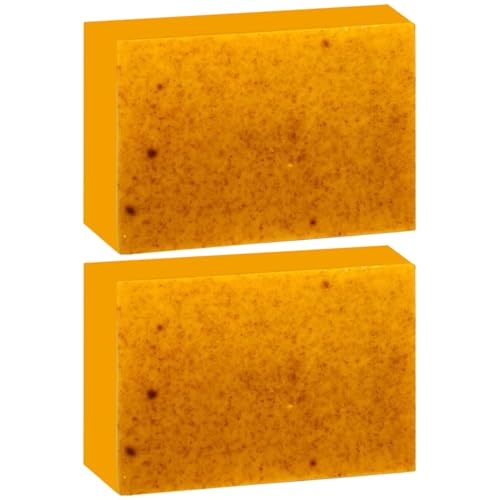 Barra de tumérica, barra de jabón de cúrcuma 2 piezas de ingredientes naturales y orgánicos de la cúrcuma de la kójica jabón de la cara suave de la cara del cuerpo para manchas oscuras todos
