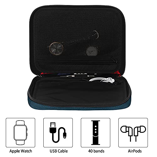 40 Watch Band Organizer Bag, Simboom Expandable Watch Band Storage Bag Carrying Case Spill-Resistant Watch Straps Travel Case Carrying Bag Compatible With Apple Watch Bands, Watch Band Pin, Cable, Earphones (Blue) #TOP3