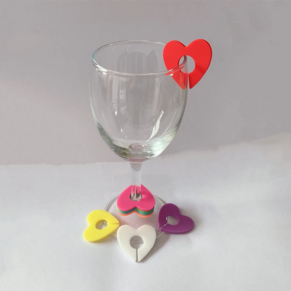 Golandstar 8pcs Set Heart Shape Silicone Glass Marker Drink Wine Beer Glass Markers Charms Tags Identifier for Bar Party Family Drinking