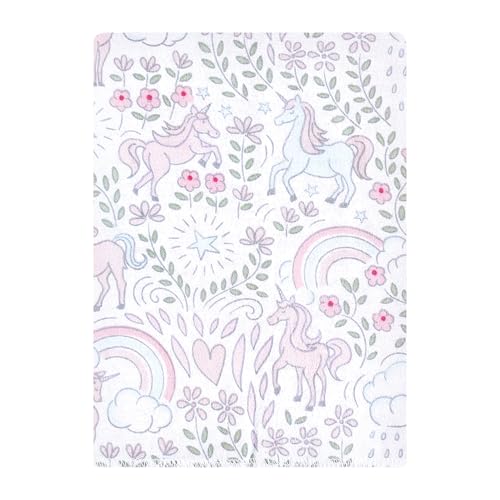 Image of Hudson Baby Unisex Baby Flannel Burp Cloth 12pk, Dreamy Unicorn, One Size
