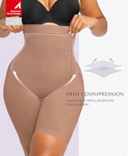 Image of SHAPELLX High Waist Butt Lifting Tummy Control Shapewear Shorts | Under dress shorts,15-inch crotch zipper, breathable stretch fabric, anti-roll support,easy bathroom access, everyday wear