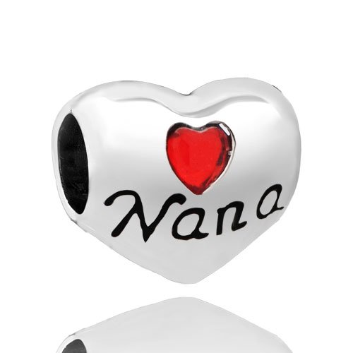 Abalorios de corazón Grandma para pulseras compatibles con Pandora de cobre sin gema