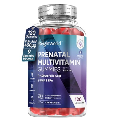 Prenatal Vitamins for Women | 120 Gummies (2 Months Supply) | Folic Acid 400mcg | Pregnancy Vitamins for Women | Fish Oil (EPA & DHA) with 8 Vitamins & Minerals Like Vitamin C, E, B12 & Zinc