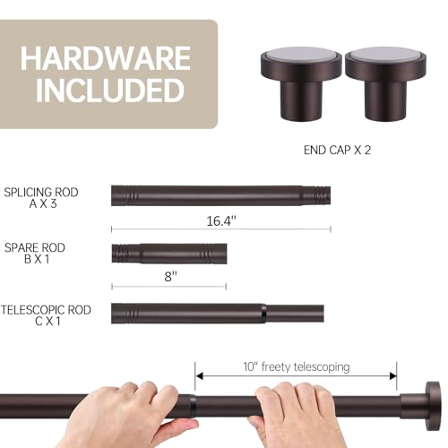 Image of BRIOFOX Shower Curtain Rod Adjustable 18-78 Inch, Stainless Steel Spring Tension Shower Rod No Drilling Non Slip, Bronze