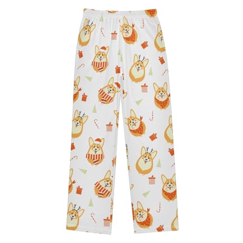 Boys' Pants Christmas Xmas Corgi Dogs Long Bottoms Jogger Pants Elastic Waist Trousers with Pockets S-XL