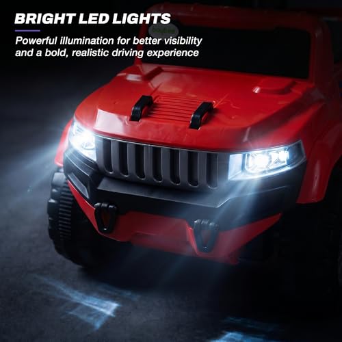 Image of Baybee Speedy Baby Ride on Car for Kids | Portable Kids Car with LED Lights, Music & Storage Basket | Push Toy Cars with High Backrest | Toddler Rideons Jeep for 1 to 3 Years Boys Girls (Red)