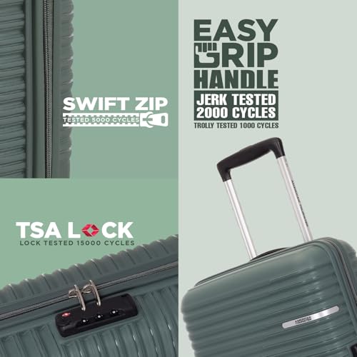 Image of American Tourister Liftoff+ | Medium Size Check-in Trolley Bag (67 cm) for Travel | 360 8 Wheel Travel Luggage | Hard Case Polypropylene (PP) Suitcase | Mounted TSA Lock | Dark Olive