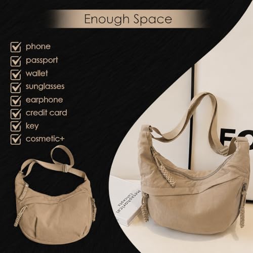Image of Lyrovo Travel Crossbody Crescent Bags for Women Over Shoulder Purse with Zipper Half Moon Sling Bag & Waist Bag Unisex Chest Bag