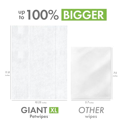 Image of Petkin Giant XL Big N' Thick Pet Wipes Unscented | 80 Wipes | Extra-large unscented wipes for quick, gentle pet cleaning.