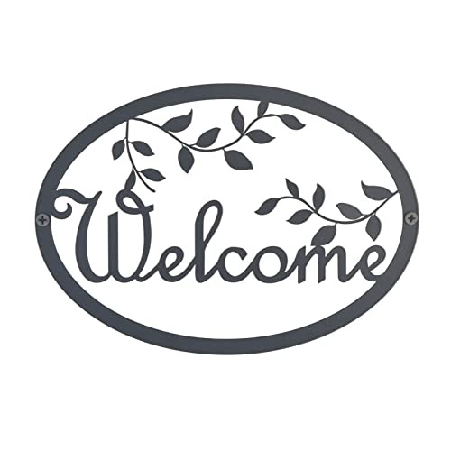 Metal Welcome Sign for Front Door – Black Wall Decor – Indoor Outdoor Home Decor Perfect for Front Porch, Living Room, and Kitchen，Outside Decorative Signs for Farmhouse
