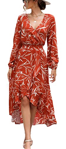 Image of Kormei Womens Short Sleeve Floral Maxi Dress High Low V-Neck Flowy Party Long Dresses