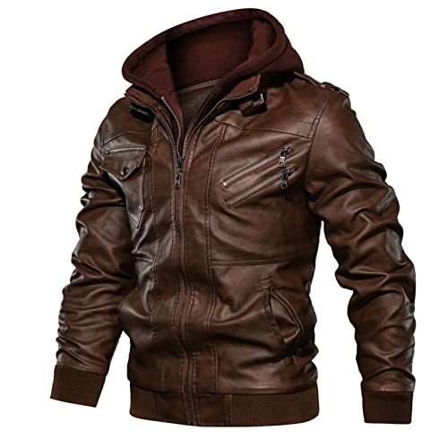Chaqueta de cuero sintético con capucha para hombre miniatura 3