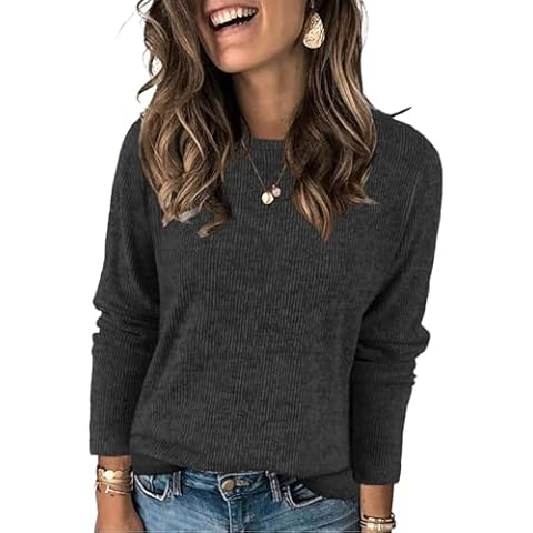 Lylinan Womens Sweaters Fall Fashion 2024 Long Sleeve Tops for Women Sweatshirts Casual Crew Neck Shirts Trendy Tunice Laides Blouses Clothes Black Small Cover