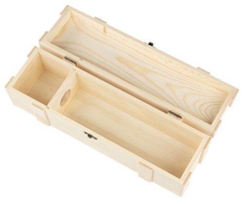Juvale Wooden Wine Box - Single Wine Bottle Wood Storage Gift Case, Hinged With Clasp Box For Birthday Party, Housewarming, Wedding, Anniversary (13.82 X 3.98 X 3.94 In) #TOP3