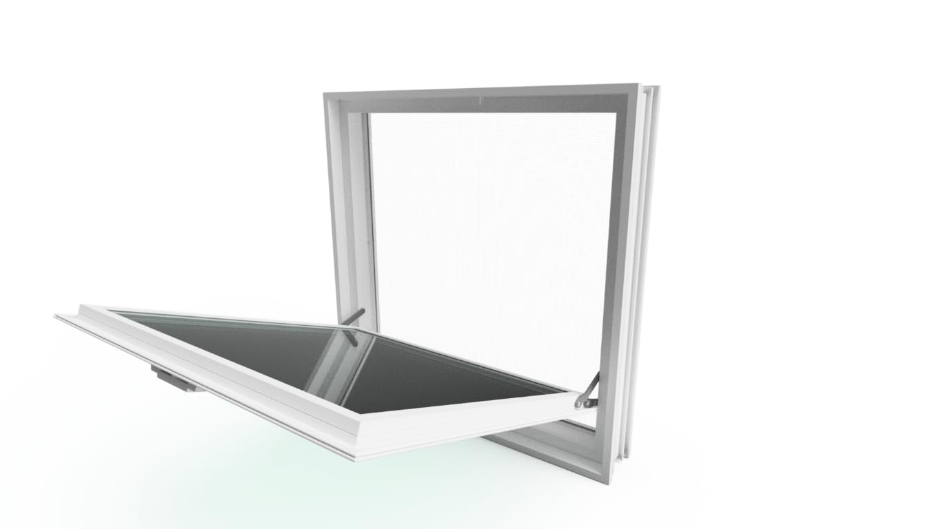Ventana de ventilación para insertar en una pared de bloques de vidrio, ladrillo u hormigon | Dimensiones cm 48x48x8 | Sustituye 4 bloque de vidrio de 24X24x8 cm.| Unidad de venta 1 ventana