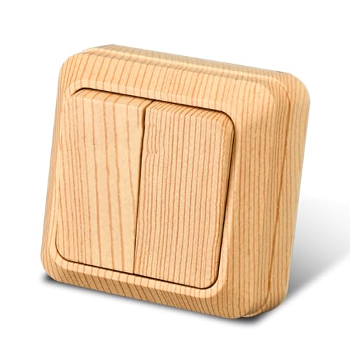 Interrupteur à bascule monté en surface, grain de bois 2 compartiments, 1 voie, interrupteur mécanique mural 86 mm, interrupteur standard 10 Amp,250 V