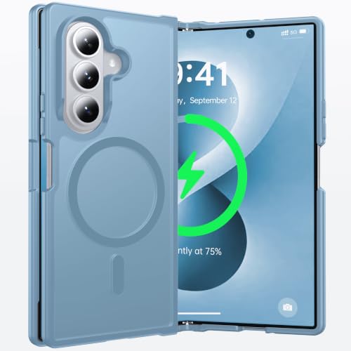 Image of NO.1 Magnetic for Samsung Galaxy Z Fold 8 Ultra Case with MagSafe | [Military Grade Drop Tested][Translucent Matte][Anti-Fingerprint] Soft Silicone Bumper for Samsung Fold 8 Ultra Case,Sky Blue