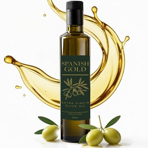 Spanish Gold Extra Virgin Olive Oil - High Polyphenols | November Harvest | Single Estate | Ancient Roots Tradition | Cold Extracted | Rich in Antioxidants | 500ml Bottle