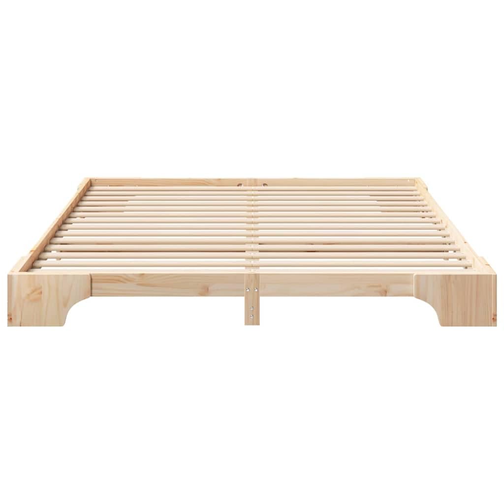 Marco de Cama en el Suelo de Madera Maciza de Pino Marrón Estructura de Perfil Bajo para Dormitorio Moderno Minimalista Ensamblaje Sencillo y Diseño Espacioso para Máximo
