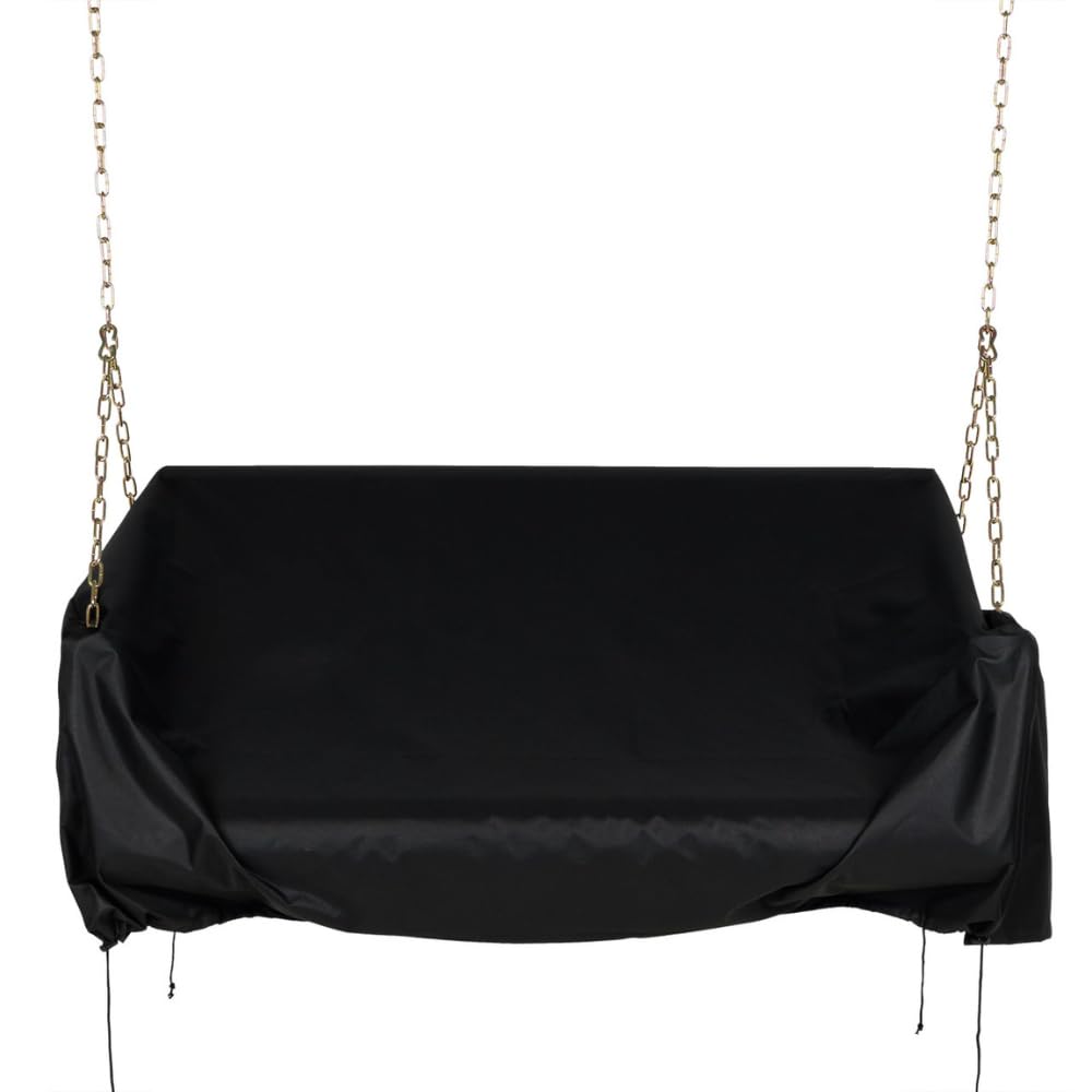 Amish Casual Furniture Cover for 4-Foot Roll Back Swing in Black, Waterproof Outdoor Porch Swing Cover