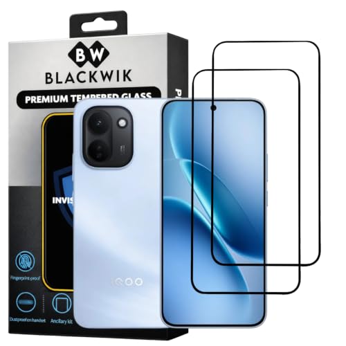 Image of Blackwik Premium Tempered Glass Screen Protector for IQOO Z11 with Edge-To-Edge Protector Coverage | Easy Installation Kit (Black) (Pack Of 2)