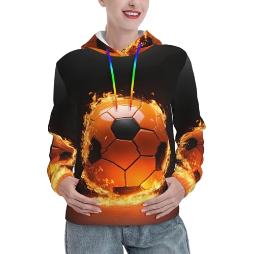 Sweat à capuche de football pour femme avec grande poche kangourou