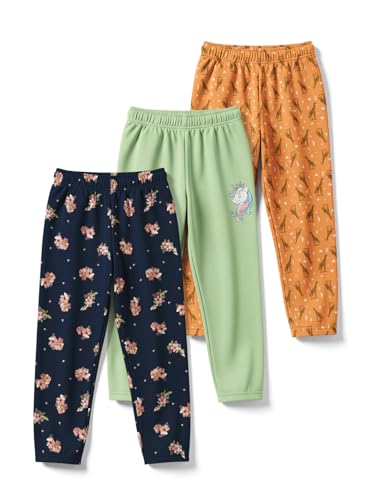 Image of HELLCAT Printed Track Pants for Girls | Blended Cotton Feel Lower | Night Pants & Track Pant Pants | Sizes 3-16 Years | Pack of 3