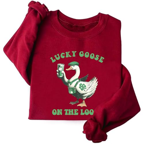 Image of TONGCHEN Lucky Goose on the Loose Sweatshirt for Women St. Patrick