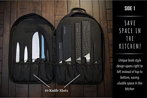 Execuchef Knife Bag With 29 Pockets For Knives And Kitchen Utensils | Business Card Holder And Lock | Water Resistant And Durable Ballistic Nylon Backpack For Professional Chefs And Culinary Students #TOP3
