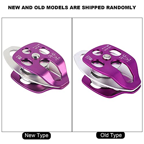 equlup Micro Climbing Pulley, Outdoor Side Swing Double Pulley Aviation Aluminum High Strength Climbing Safety Equipment for Rock Climbing Mountaineering