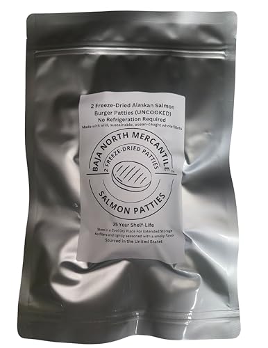 Freeze-Dried Raw Wild Caught Salmon Patties | QTY 2 79 gram Patties| 25-year Shelf Life | Designed for Backpackers, Campers, Survivalist and Emergency Preparedness