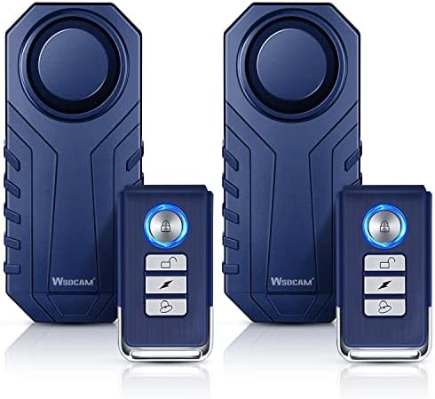 WSDCAM Bike Alarm with Remote 2 Pack, 113dB Wireless Anti-Theft Vibration Motorcycle Bicycle Alarm Vehicle Security Alarm System (Blue)