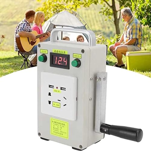 Generador Portátil de Manivela DC 220V - Estación de Energía y Dinamo para Camping, Emergencia al Aire Libre - Cargador para Teléfonos y Computador