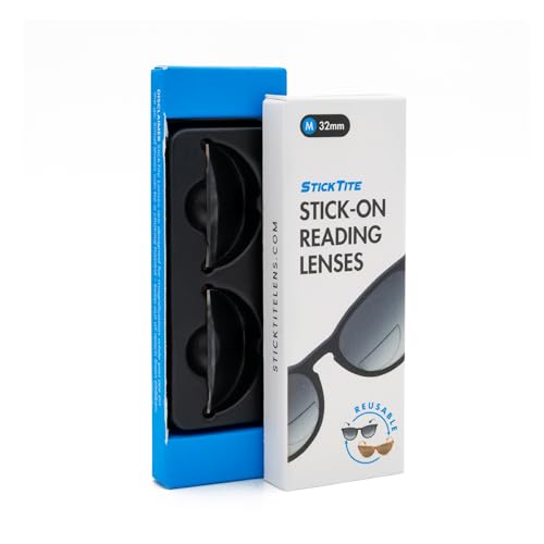 StickTite Lenses Medium 32mm (Single Pack) - Stick-on bifocal lenses - Instantly convert sunglasses into magnified, bifocal sunglasses. Reusable lenses (Clear (1 Pair), 2.5, Diopters)