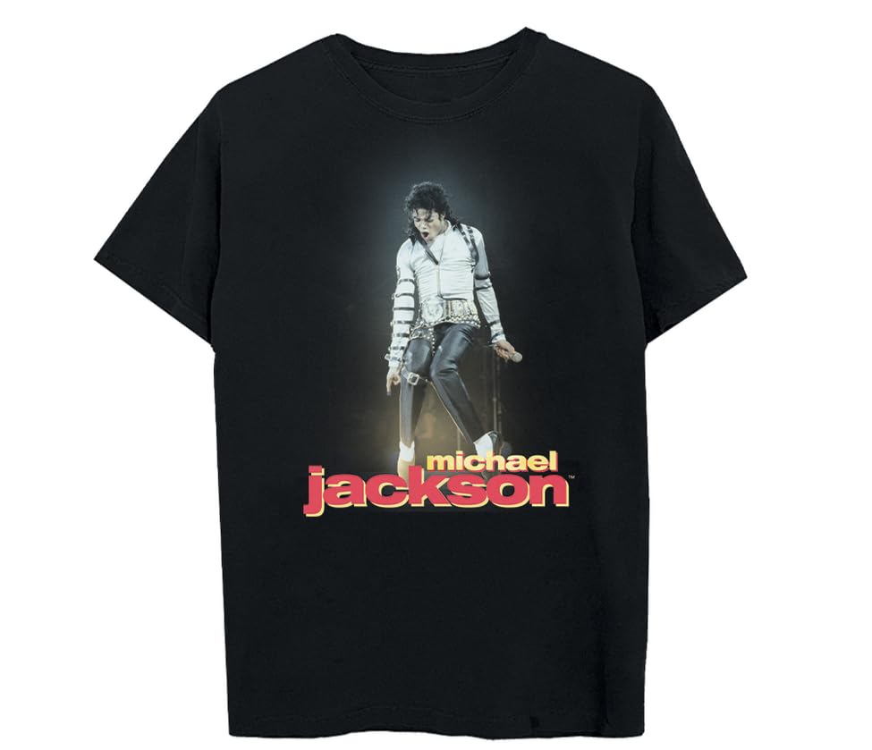 Michael Jackson Unisex-Adult Michael Jackson Official Merch on Stage T-Shirt, Black, Large