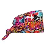 Arbeitskappe mit Schweißband, verstellbar, Unisex, für Krankenschwestern, Zahnarzt, Black18, 1