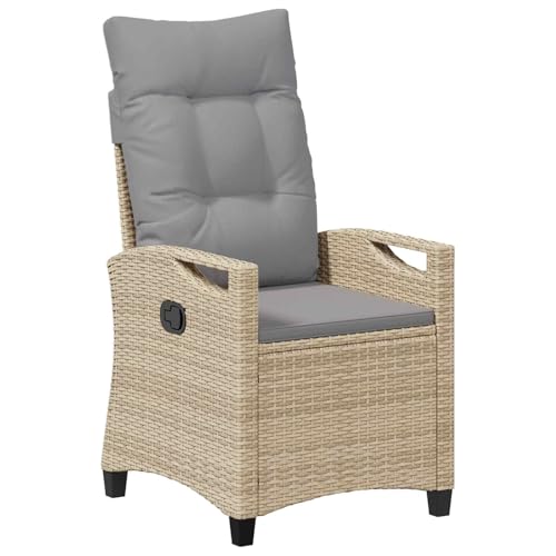 Chaise de jardin réglable en polyrotin robuste avec table pliante - 2