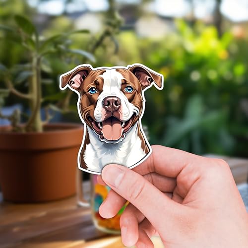 Image of American Staffordshire Terrier Dog Sticker 8 Pcs (Large Size) Vinyl Stickers Laptop Waterproof Decal for Car Bumper Water Bottle Window Funny Party Birthday Decorations - Size 4 Inches