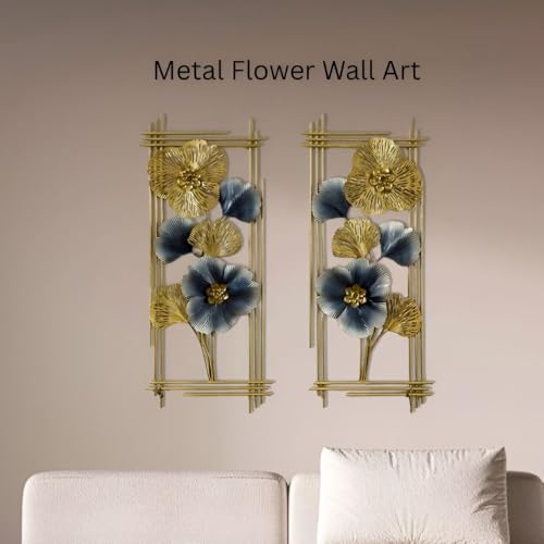 Image of SHREE 'O' GREEN TECH - Set of 2 Big Metal Multicolor Wall Art Decorative Leaf Handcrafted Wall Hanging Sculpture Frame for Living Room, Bedroom, Hallway, Hotel, Office & Restaurant