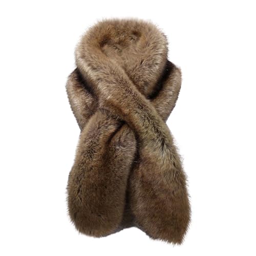 Genérico 𝐅oulard De Mujer Mujer Otoño Invierno Sólido Felpa Cuello Cálido Estolas De Pelo 𝐒intetico (Coffee, One Size)