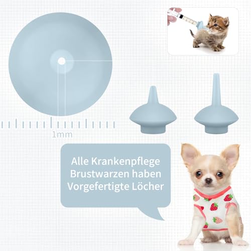 Yoolight 20PCS Haustier Stillflasche mit grauem Ersatz Mini Nippel Fütterungsflasche, Fütterungs-Kit für Kätzchen Welpen für Neugeborene Kätzchen, Welpen, Kleintiere,